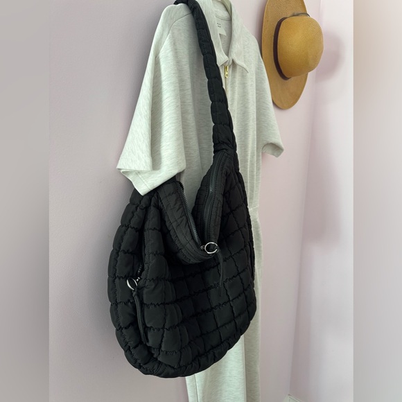 Free People Movement Quilted Carryall Hobo Bag in Black - Picture 7 of 9